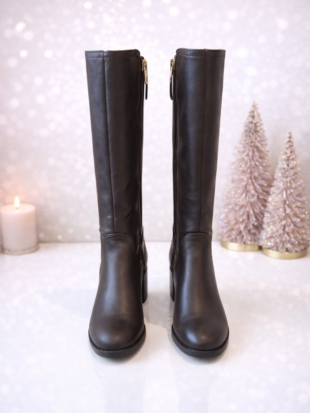 Jones New York Tall Leather Boots in Dark Brown